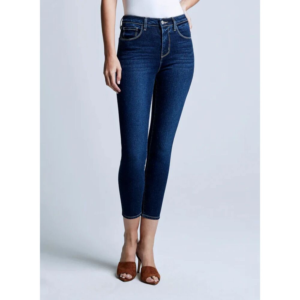 L'Agence Margot High Rise Cropped Skinny Jeans in Gardena Blue size 27